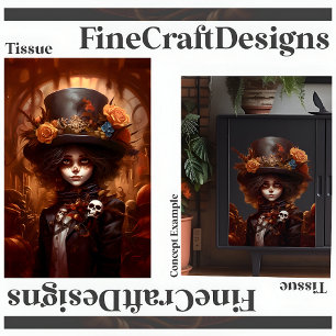 Steampunk Day Of The Dead Girl Decoupage Left 122 Tissue Paper