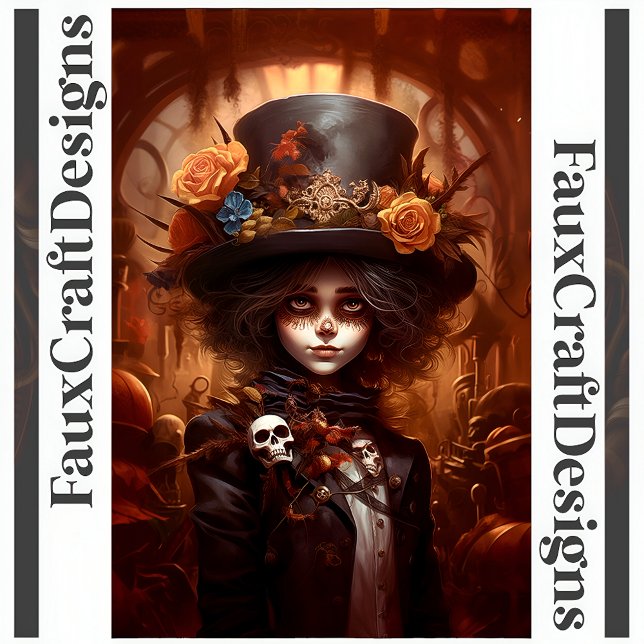 Steampunk Day Of The Dead Girl Decoupage Right 122 Tissue Paper (Creator Uploaded)