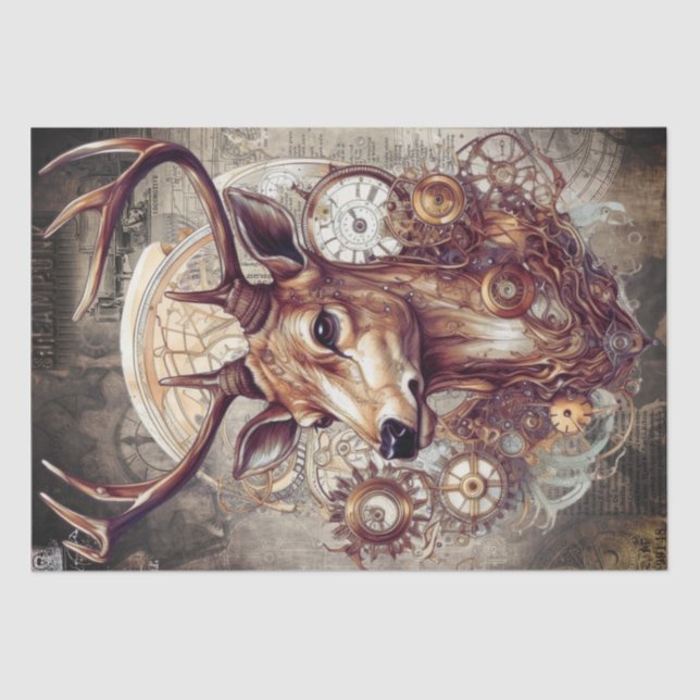 Steampunk Deer Tissue Paper (Front)