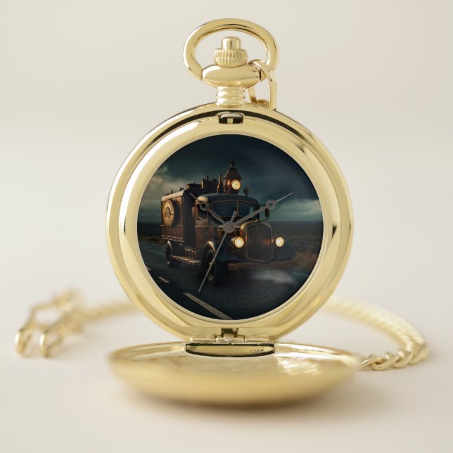 Steampunk  Delivery Truck Pocket Watch (Inside)