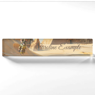 Steampunk Desert Explorer Mouse Desk Name Plate
