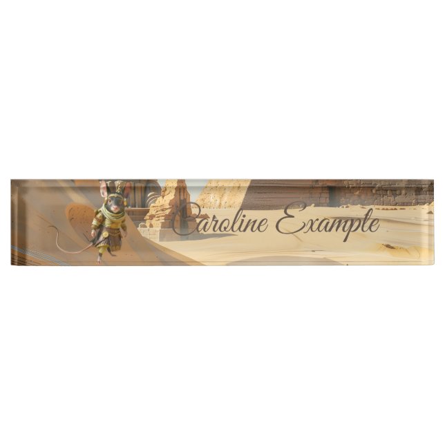Steampunk Desert Explorer Mouse  Desk Name Plate (Front)