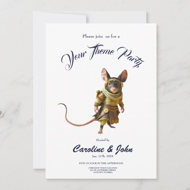 Steampunk Desert Explorer Mouse Invitation (Front)