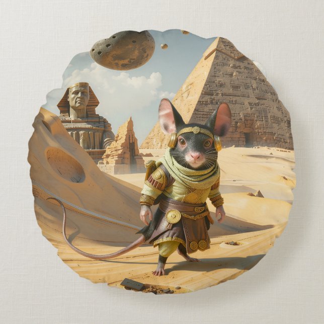 Steampunk Desert Explorer Mouse  Round Pillow (Front)