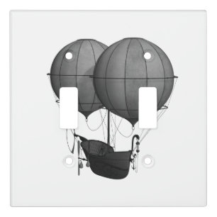 Steampunk Design Black and White Flying Machine Light Switch Cover