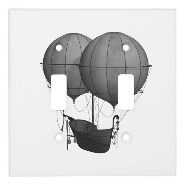 Steampunk Design Black and White Flying Machine Light Switch Cover (Front)