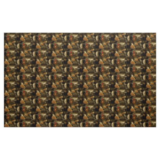 Steampunk design with clocks and gears fabric
