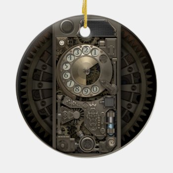 Steampunk Device - Rotary Dial Phone. Ceramic Ornament by VintageStyleStudio at Zazzle