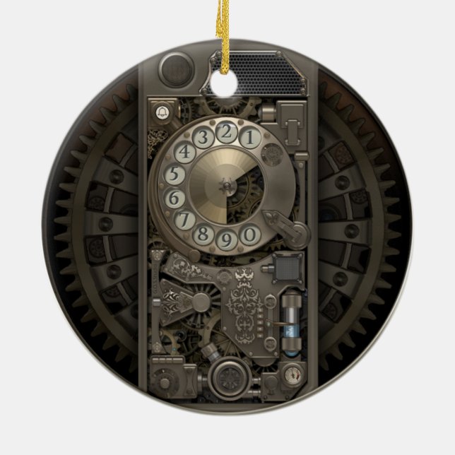 Steampunk Device - Rotary Dial Phone. Ceramic Ornament (Back)