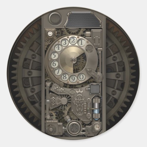 Steampunk Device _ Rotary Dial Phone Classic Round Sticker