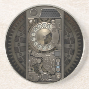 Steampunk Device - Rotary Dial Phone. Drink Coaster