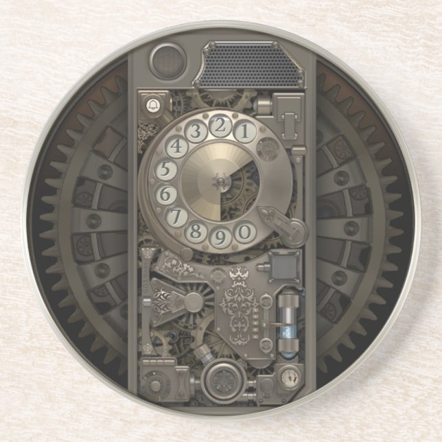 Steampunk Device - Rotary Dial Phone. Drink Coaster (Front)