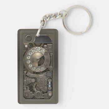 Steampunk Device - Rotary Dial Phone. Keychain by VintageStyleStudio at Zazzle