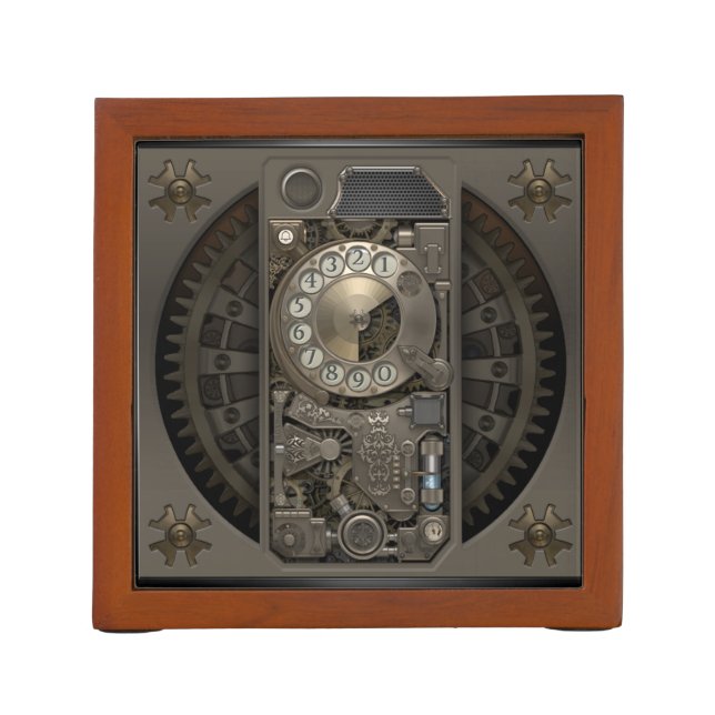 Steampunk Device - Rotary Dial Phone. Pencil/Pen Holder (Back)