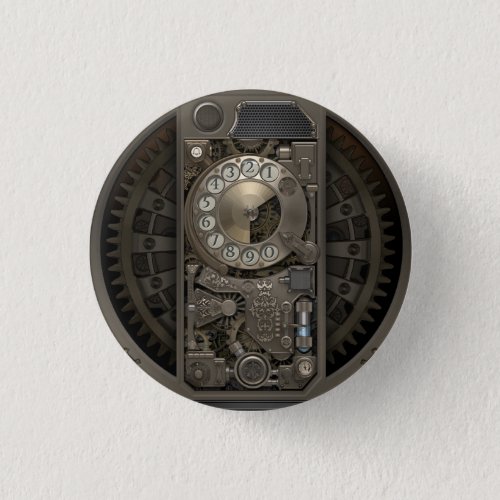 Steampunk Device _ Rotary Dial Phone Pinback Button