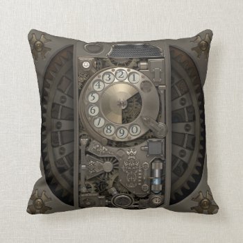 Steampunk Device - Rotary Dial Phone. Throw Pillow by VintageStyleStudio at Zazzle