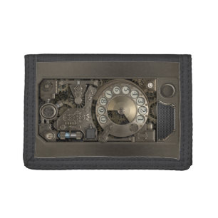 Steampunk Device - Rotary Dial Phone. Tri-fold Wallet