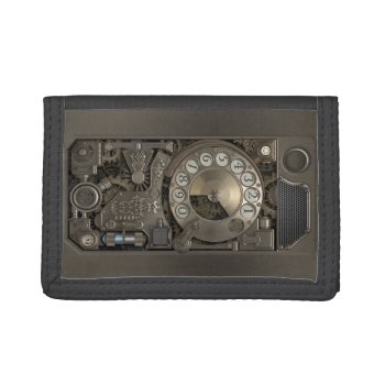 Steampunk Device - Rotary Dial Phone. Tri-fold Wallet by VintageStyleStudio at Zazzle