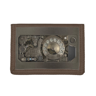 Steampunk Device - Rotary Dial Phone. Trifold Wallet