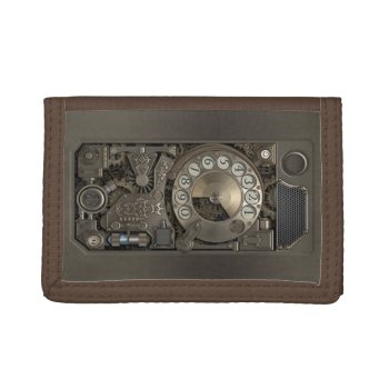 Steampunk Device - Rotary Dial Phone. Trifold Wallet by VintageStyleStudio at Zazzle