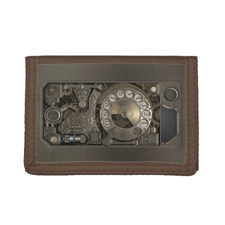 Steampunk Device - Rotary Dial Phone. Trifold Wallet