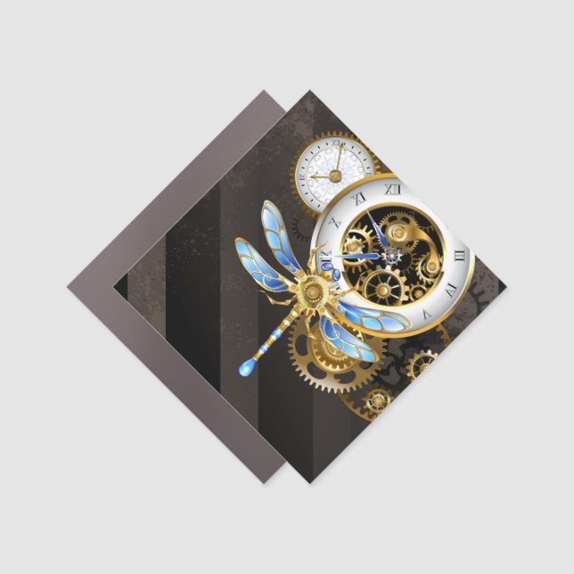 Steampunk Dials with Dragonfly Car Magnet (Front)