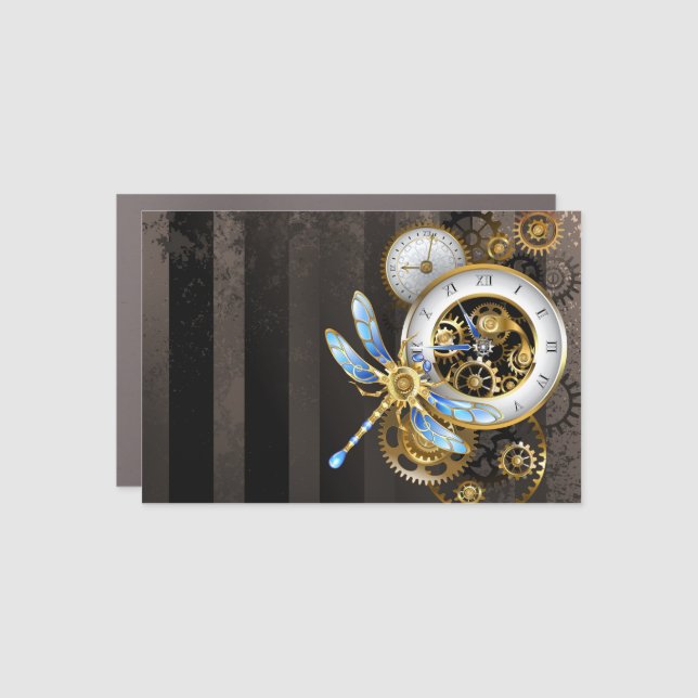 Steampunk Dials with Dragonfly Car Magnet (Front)