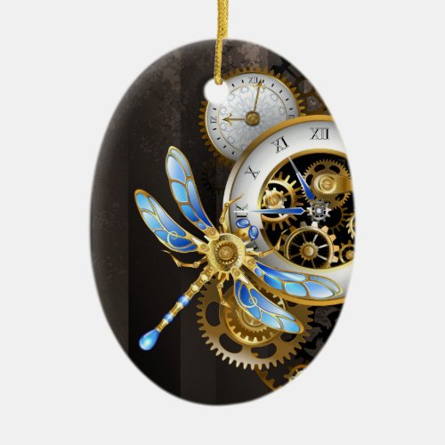Steampunk Dials with Dragonfly Ceramic Ornament