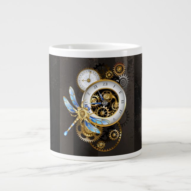 Steampunk Dials with Dragonfly Giant Coffee Mug (Front)