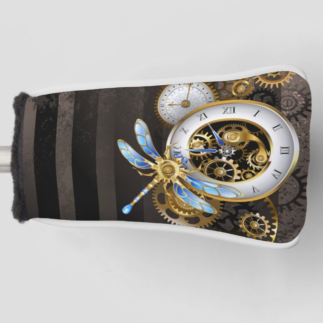 Steampunk Dials with Dragonfly Golf Head Cover (Front)