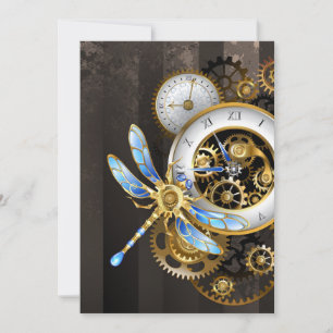 Steampunk Dials with Dragonfly Holiday Card
