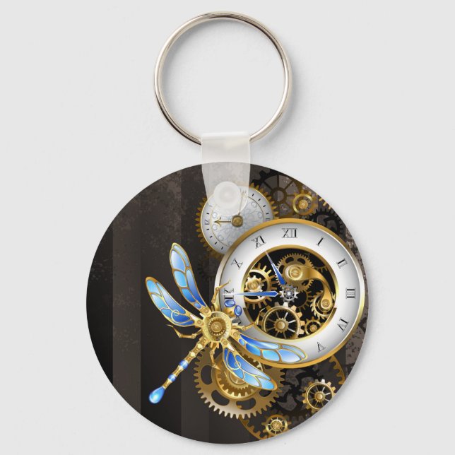 Steampunk Dials with Dragonfly Keychain (Front)