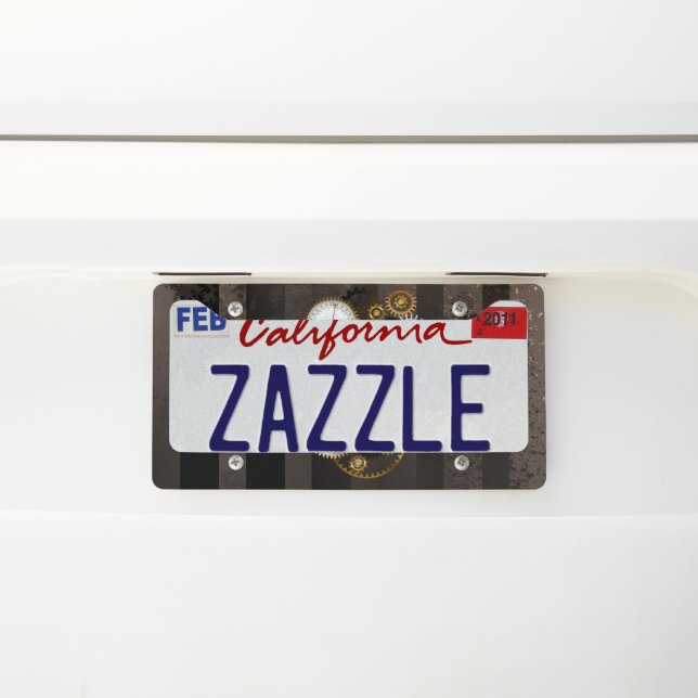 Steampunk Dials with Dragonfly License Plate Frame (On Car)