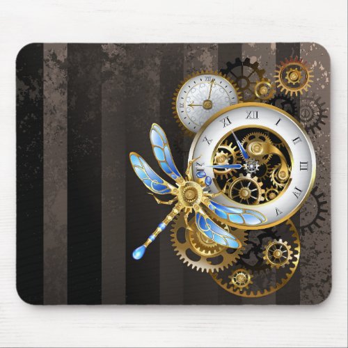 Steampunk Dials with Dragonfly Mouse Pad