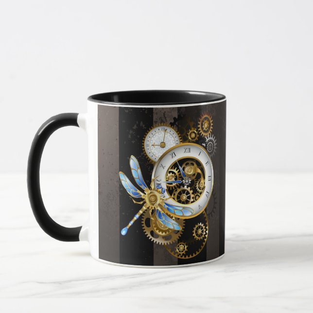 Steampunk Dials with Dragonfly Mug (Left)