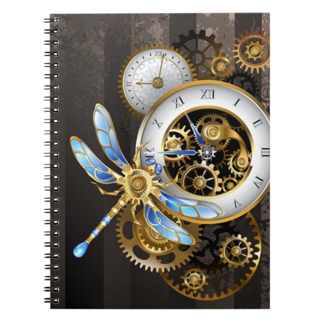 Steampunk Dials with Dragonfly Notebook (Front)
