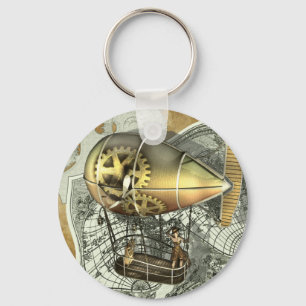 Steampunk Dirigible Air Tour Keychain