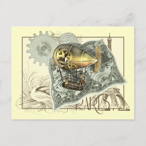 Steampunk Dirigible Air Tour Postcard