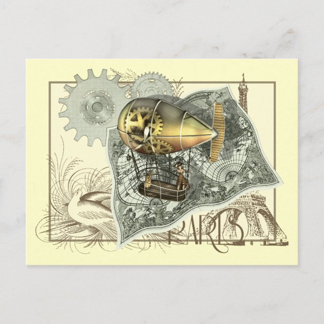 Steampunk Dirigible Air Tour Postcard (Front)