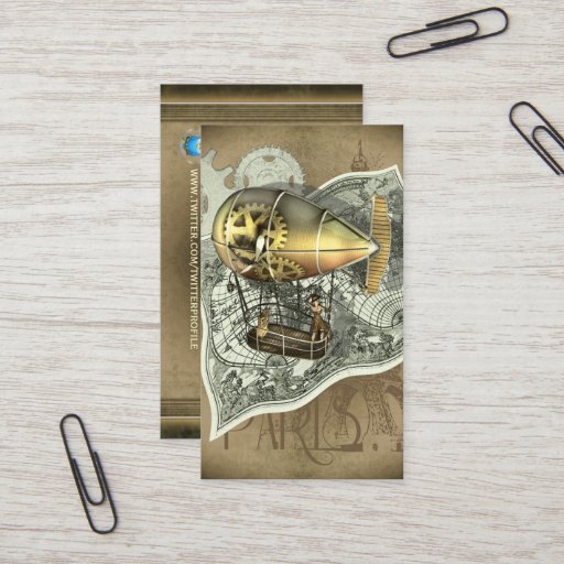 Customizable Steampunk Dirigible Air Tour Profile Cards Business Cards