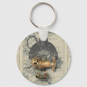 Steampunk Dirigible Balloon Ride Keychain