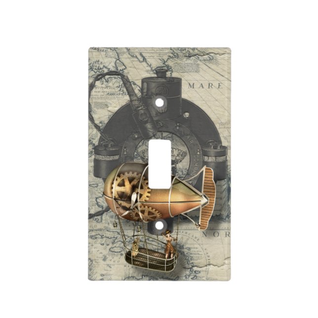 Steampunk Dirigible Balloon Ride Light Switch Cover (Front)