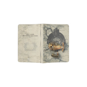 Steampunk Dirigible Balloon Ride Personalized Passport Holder