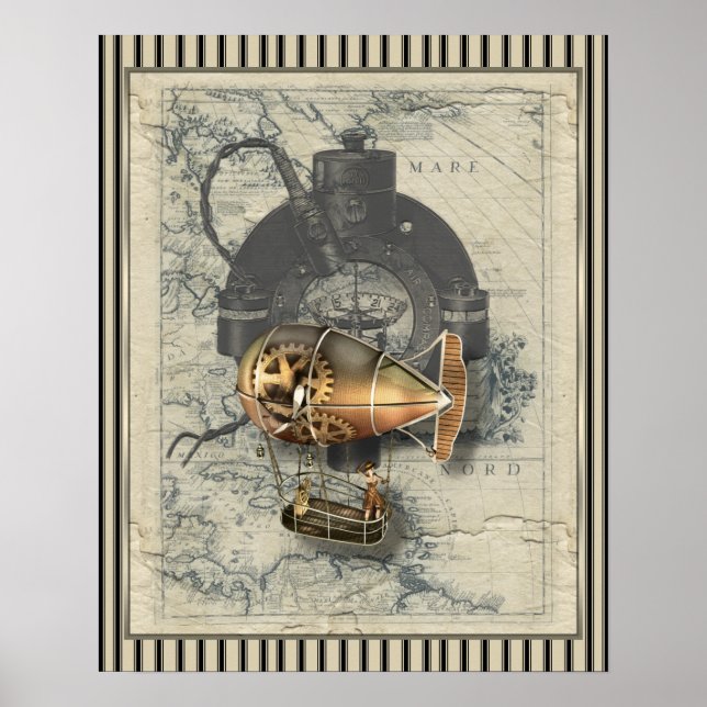 Steampunk Dirigible Balloon Ride Poster (Front)