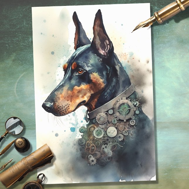 Steampunk Doberman 3 Decoupage Paper (Creator Uploaded)