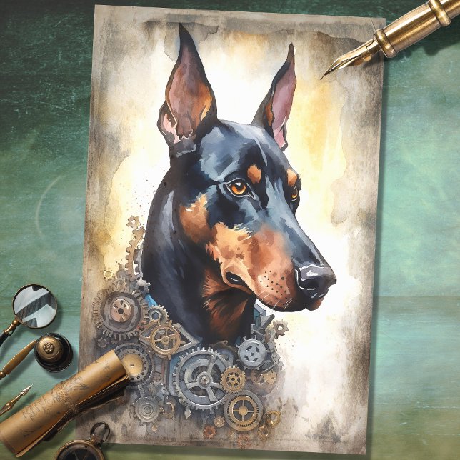 Steampunk Doberman 6 Decoupage Paper (Creator Uploaded)