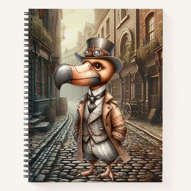 Steampunk Dodo Spiral Notebook (Front)