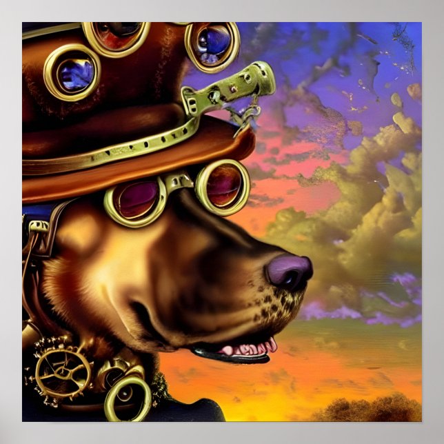 Steampunk Dog Portrait  Poster (Front)