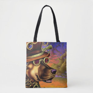 Steampunk Dog Portrait   Tote Bag