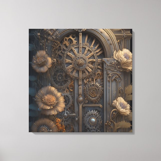 Steampunk Door with Flowers Canvas Print (Front)